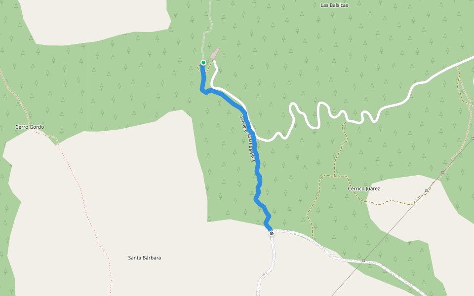 Sendero de las Balsicas walking route map in Moratalla