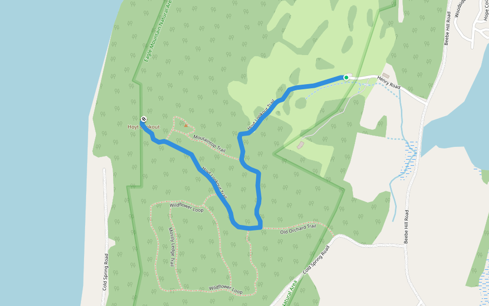 Hoyt Lookout Trail walking route map in Milton