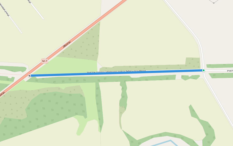 Участок старого Сибирского тракта Дебёсы-УстьМедла walking route map in Ust'-Medla