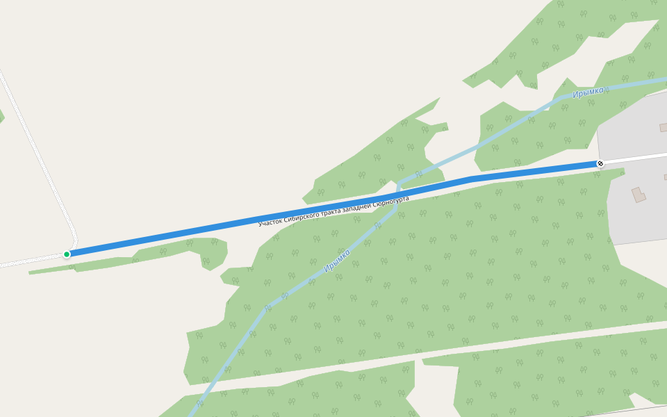 Участок Сибирского тракта западней Сюрногурта walking route map in Siurnogurt