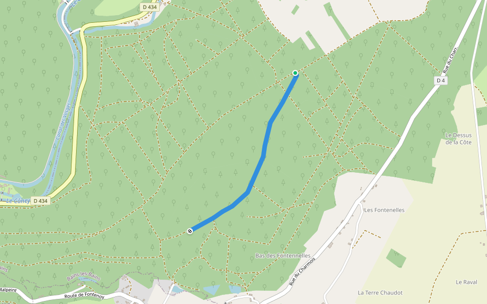 Chemin Forestier walking route map in La Vôge-les-Bains
