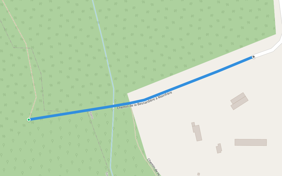 CR 61 de la Besnardière à Mainfrére walking route map in Chanu