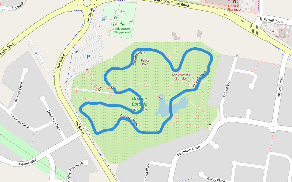Country Walk walking route map in Orange