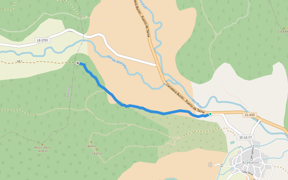 GR-1 walking route map in Acebedo