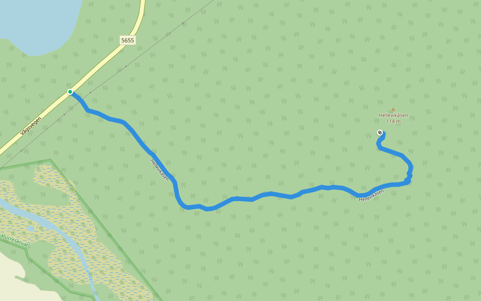 Hellevikåsen walking route map in Hellevik