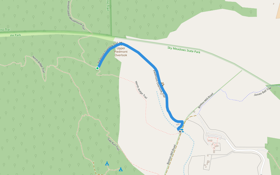 Piedmont Overlook Trail walking route map in Markham