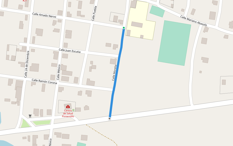 Calle Morelia walking route map in Pimientillo