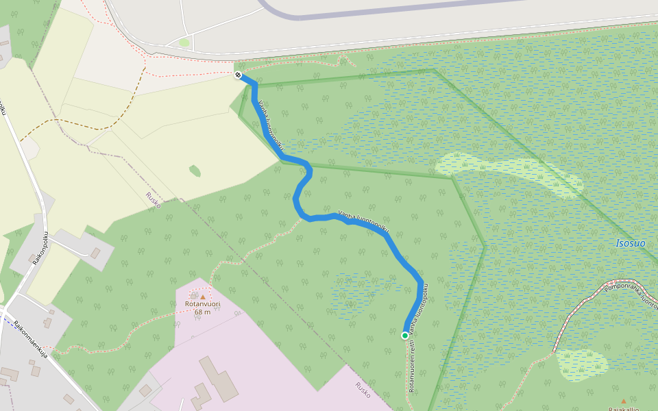 Vanha luontopolku walking route map in Turku