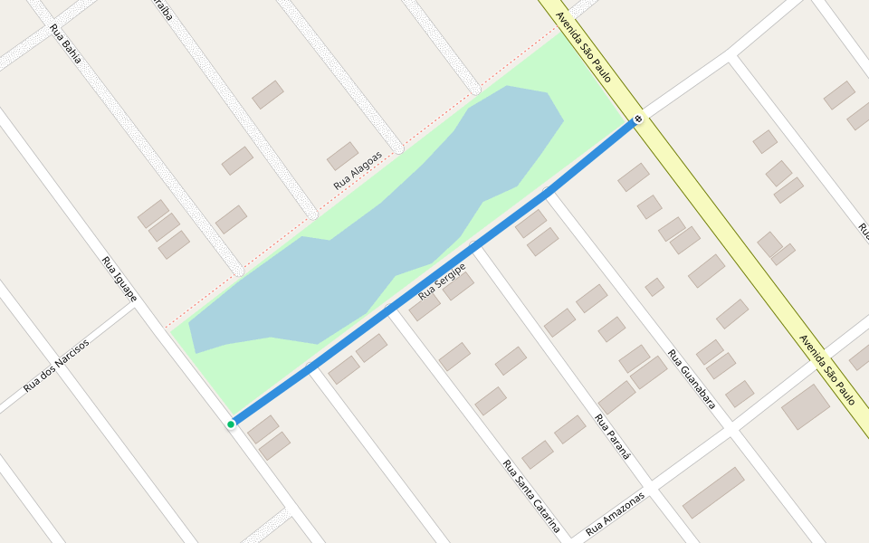 Rua Sergipe walking route map in Ilha Comprida