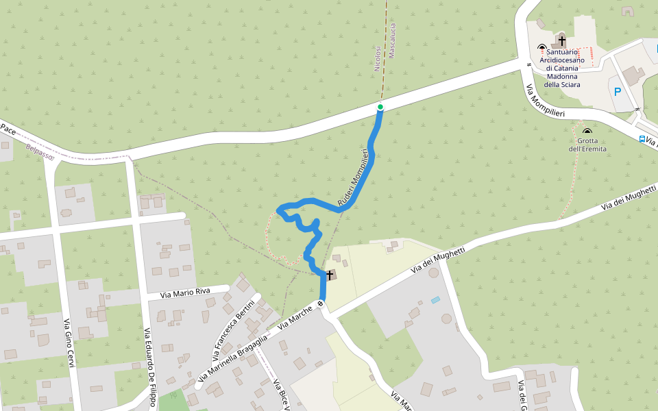 Ruderi Mompilieri walking route map in Mascalucia