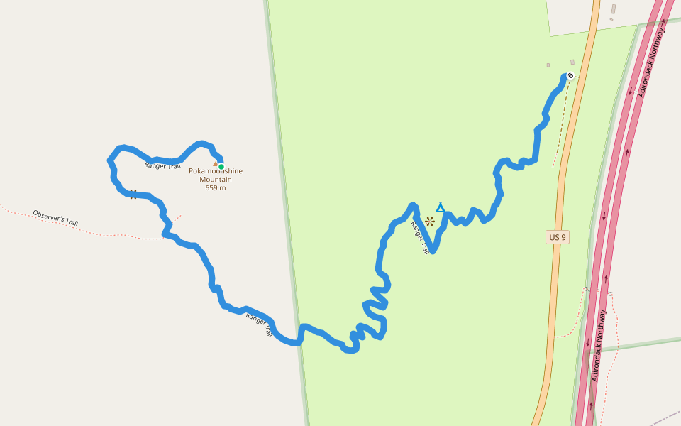 Ranger Trail walking route map in Lewis