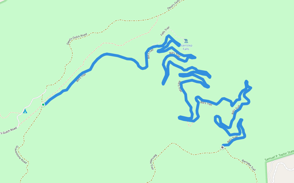 Bill's Trail walking route map in Nicasio