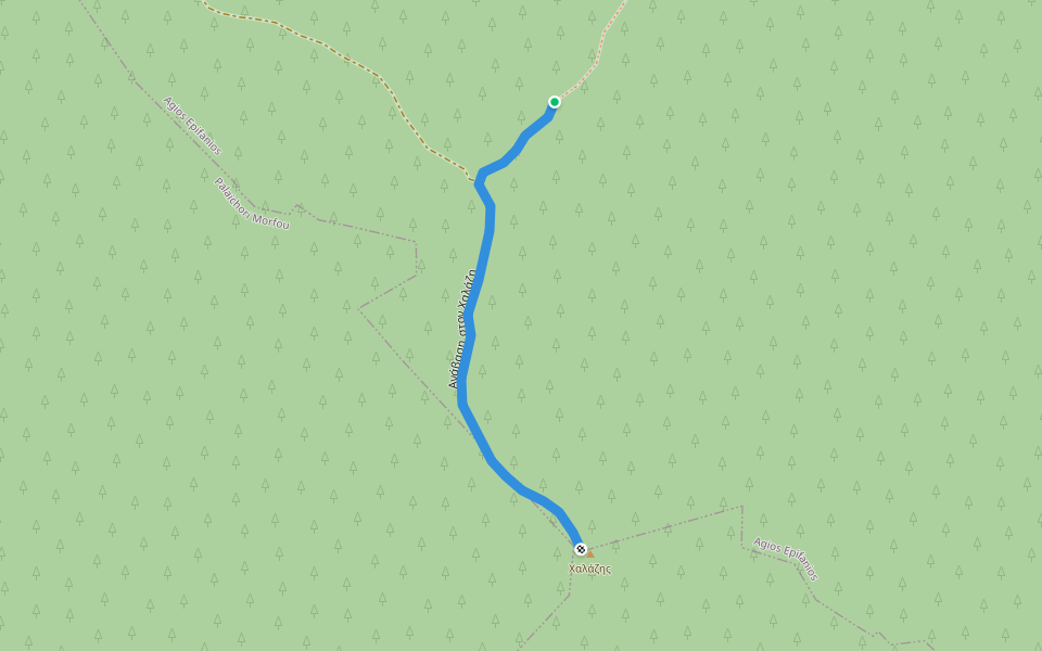 Ανάβαση στον Χαλάζη walking route map in Agios Epifanios