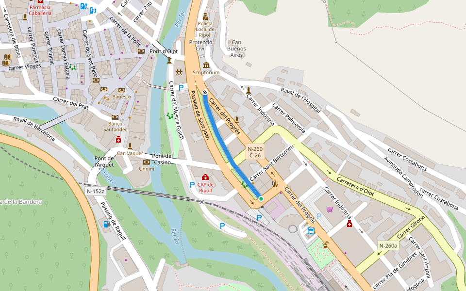 Carrer de l'estació walking route map in Ripoll