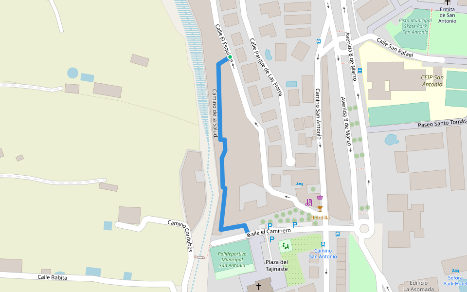 Camino de la Salud walking route map in San Antonio-El Esquilón