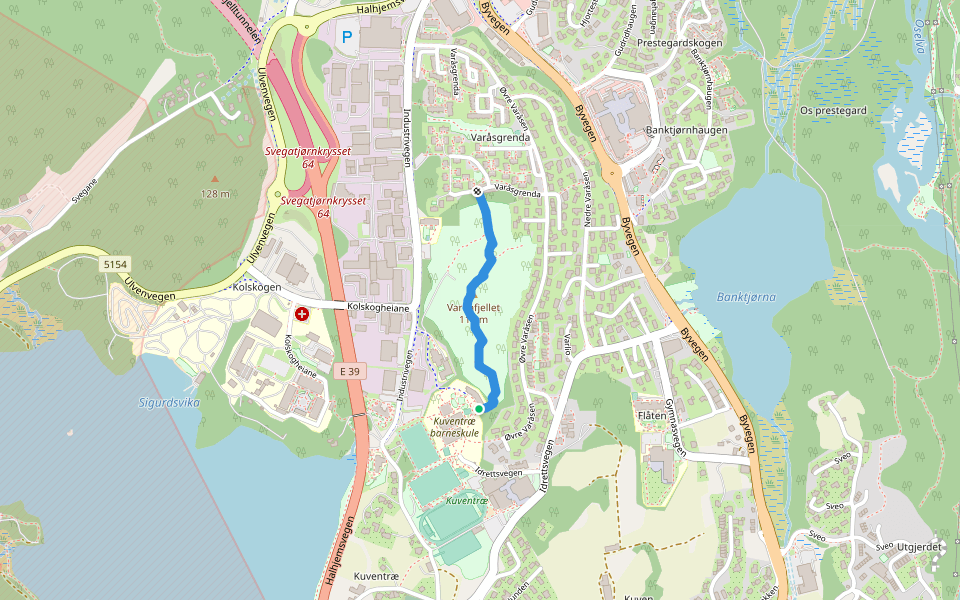 Varfjellet walking route map in Ulven
