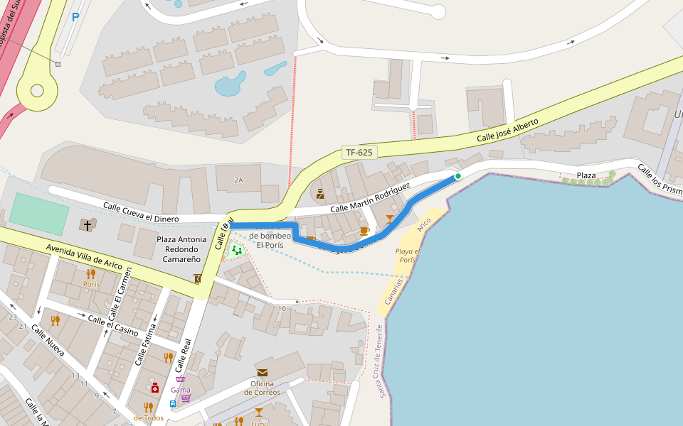 Calle José Benito Díaz walking route map in Porís de Abona