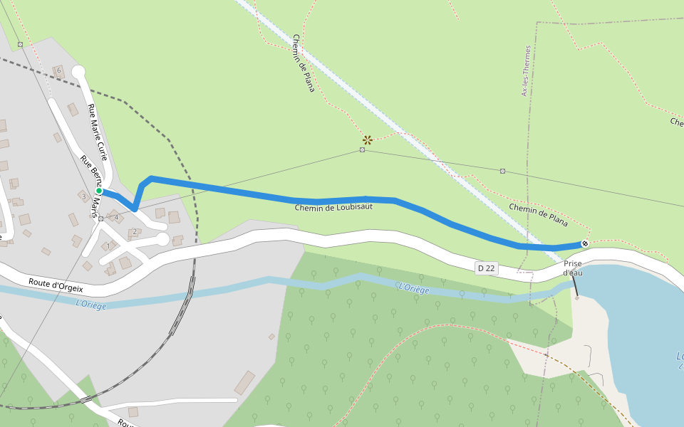 Chemin de Loubisaüt walking route map in Ax-les-Thermes