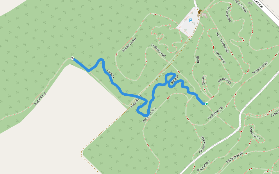 La Pinède walking route map in La Pocatière