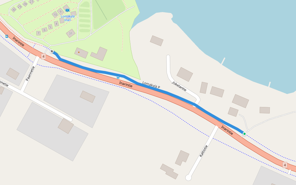 Lomakylä P walking route map in Inari