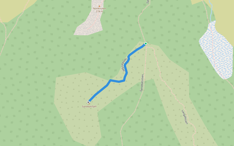 Sandalsfjell walking route map in Riska