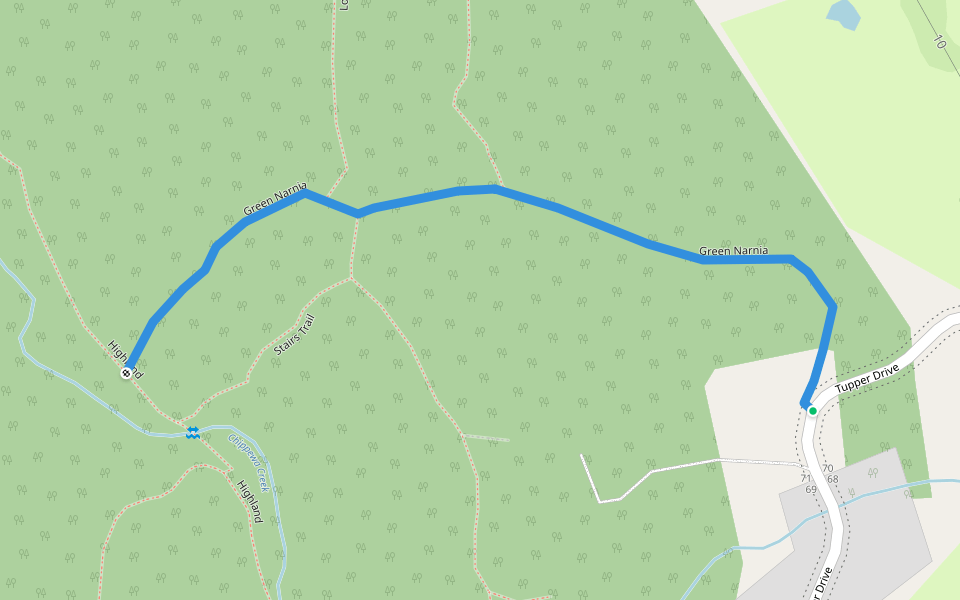 Green Narnia walking route map in North Bay