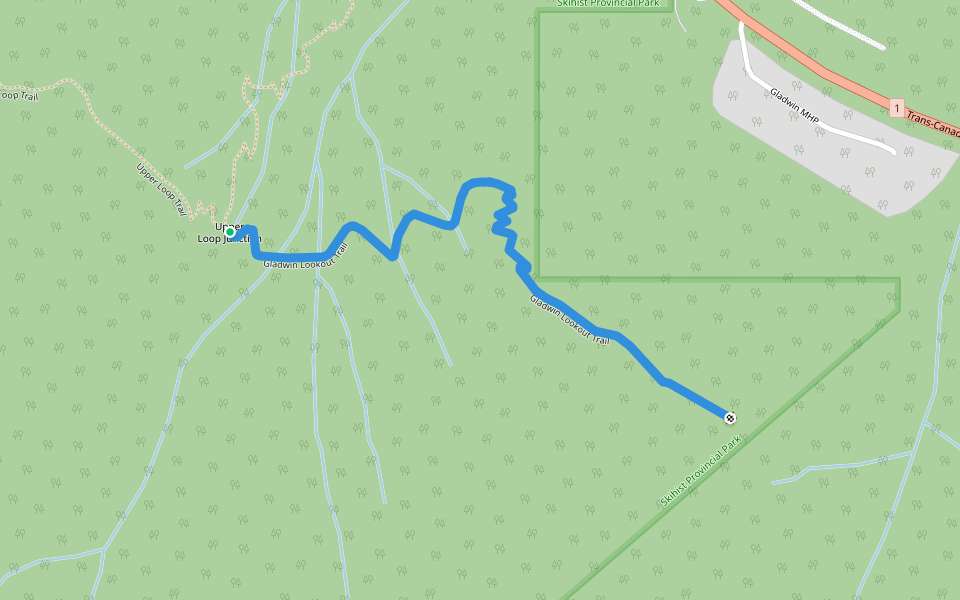 Gladwin Lookout Trail walking route map in Lytton