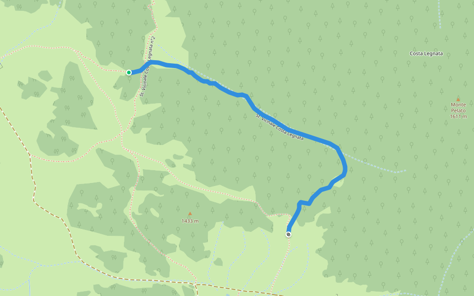 St. Vicinale Costa Legnata walking route map in Campaegli