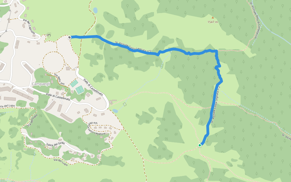 St. Vicinale Costa Legnata n°2 walking route map in Campaegli