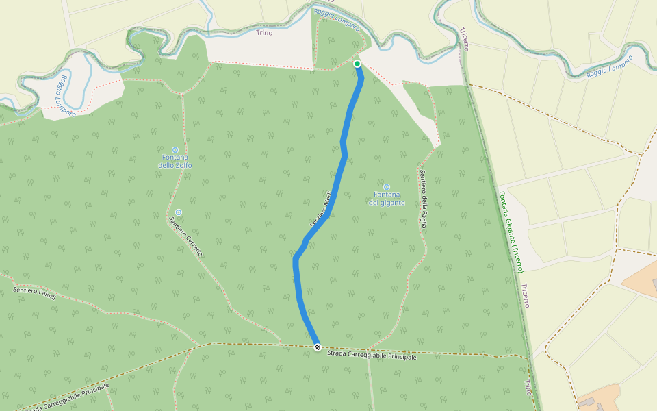 Sentiero Merli walking route map in Ronsecco