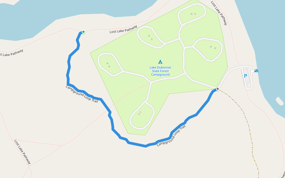 Campground Loop Trail walking route map in Interlochen