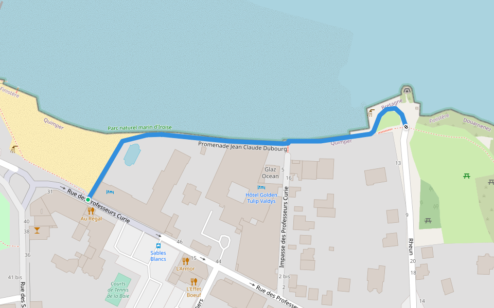 Promenade Jean Claude Dubourg walking route map in Douarnenez