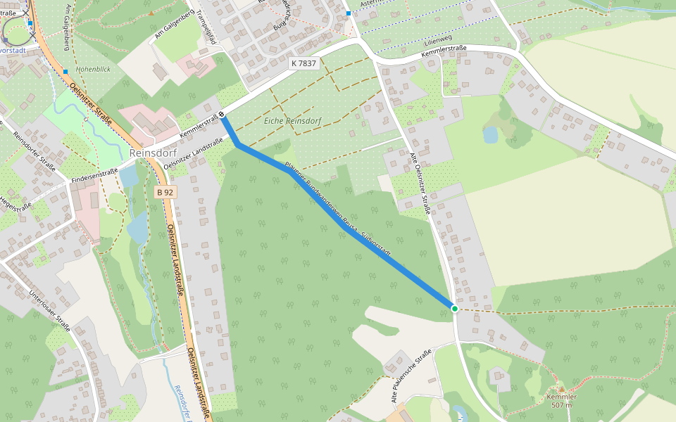 Plauener Rundwanderweg Reusa - Südvorstadt walking route map in Plauen