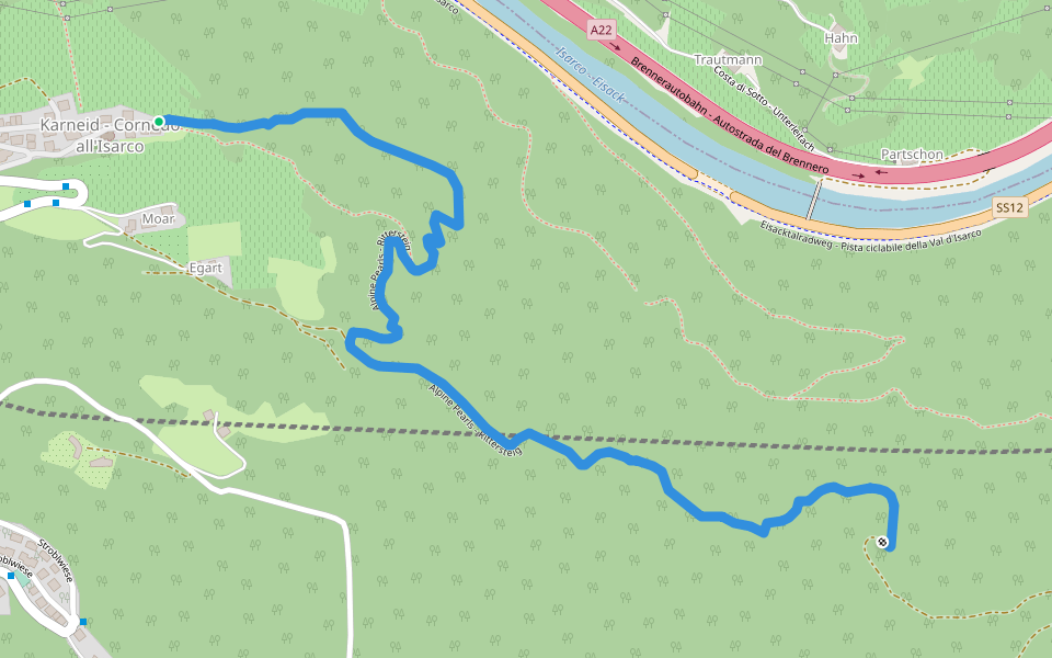 Alpine Pearls - Rittersteig walking route map in Cornedo All'isarco