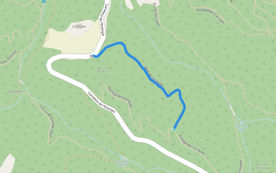 Bosc de Ca l'Aulet walking route map in Bescanó