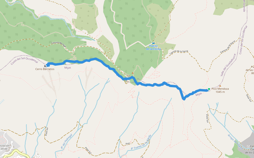 Crestería Pico Mijas-Pto. Málaga walking route map in Alhaurín el Grande