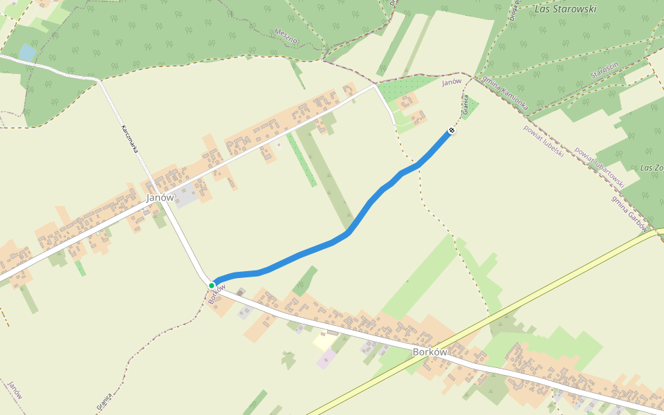 Granica walking route map in Borków