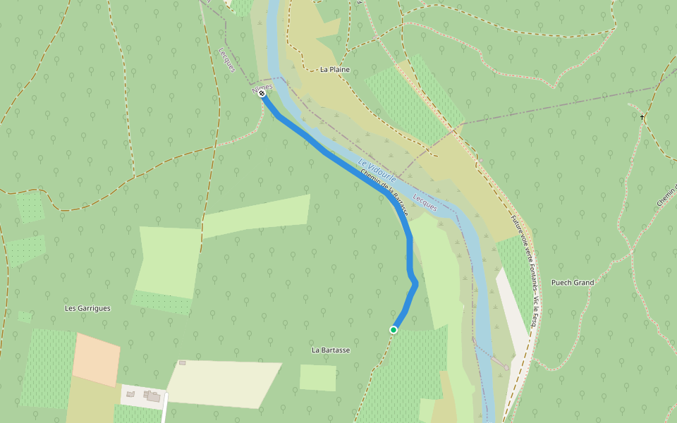Chemin de la Bartasse walking route map in Lecques
