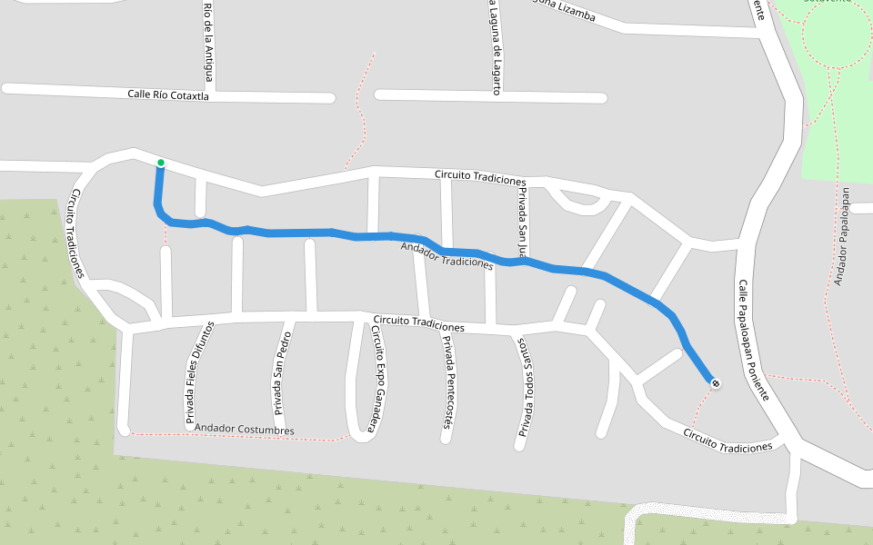 Andador Tradiciones walking route map in Hacienda Sotavento