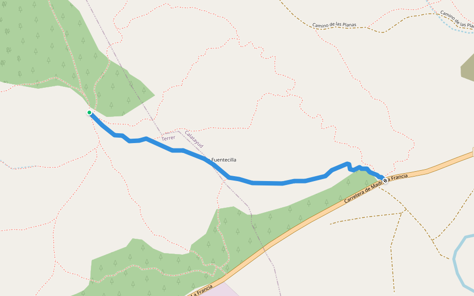 Torre Guara walking route map in Terrer