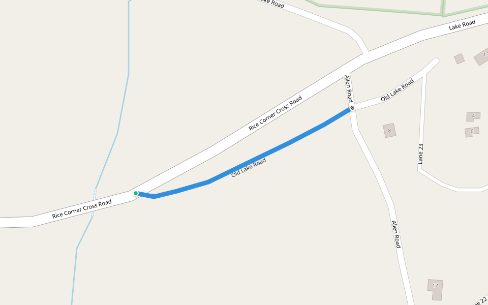 Old Lake Road walking route map in Brookfield