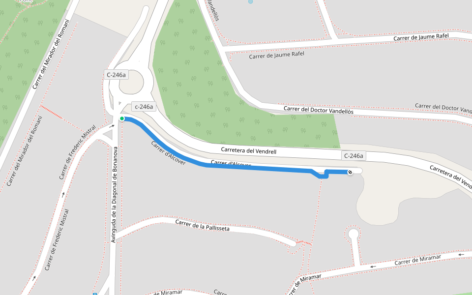 Carrer d'Alcover walking route map in Calafell