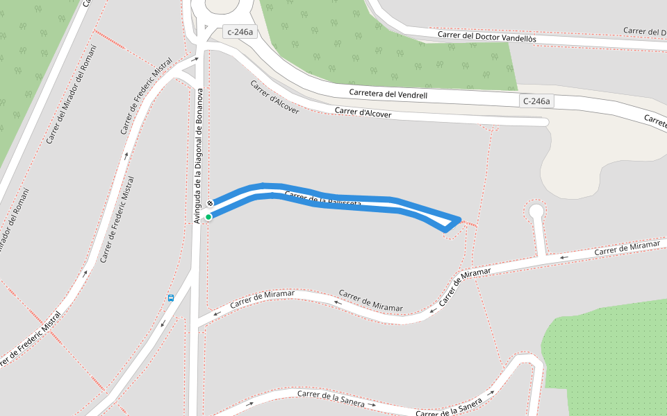 Carrer de la Pallisseta walking route map in Calafell