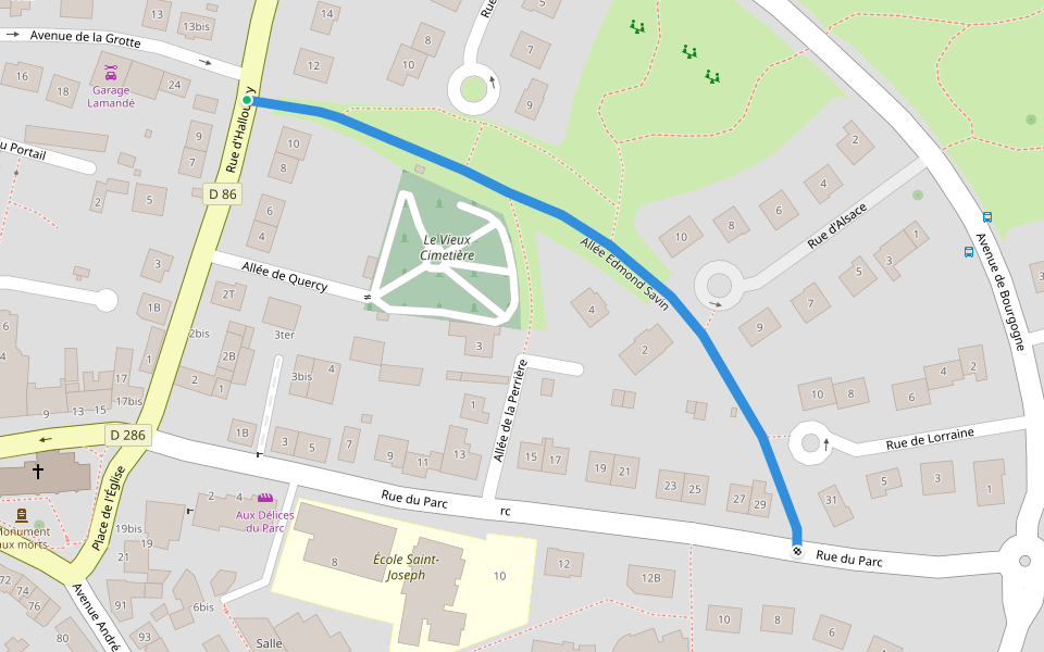 Allée Edmond Savin walking route map in Chantepie