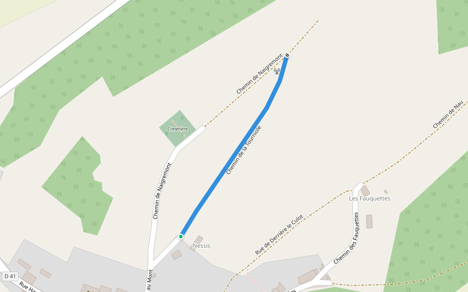 Chemin de la Tourniole walking route map in Senuc