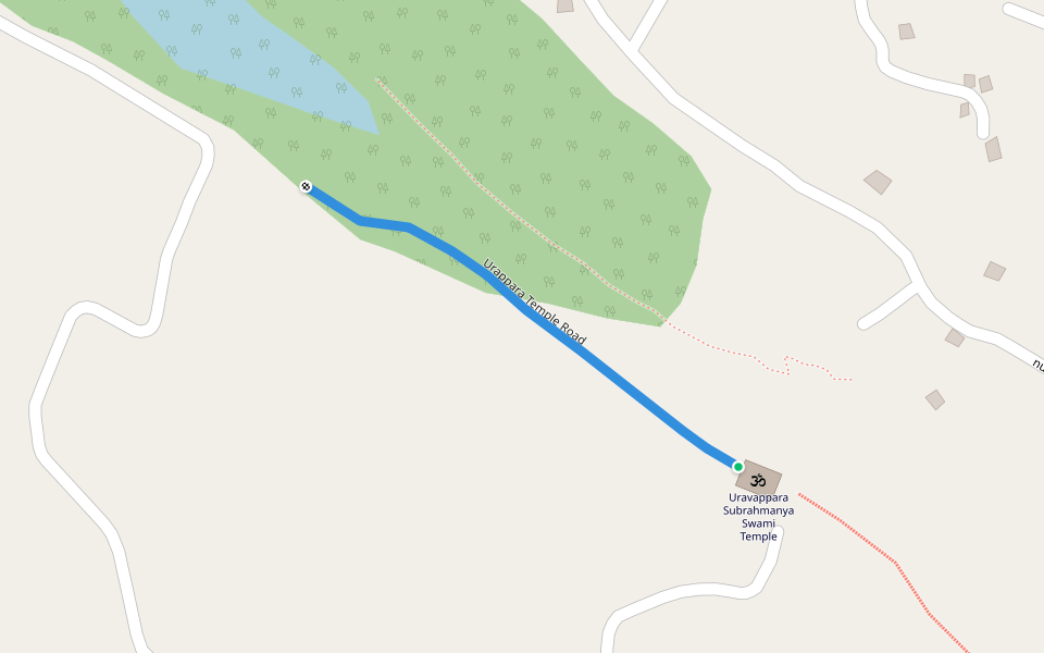 Urappara Temple Road walking route map in Thodupuzha