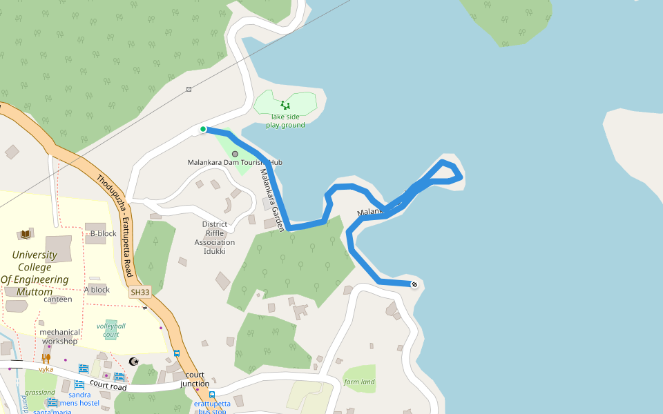 Malankara Garden walking route map in Muttom