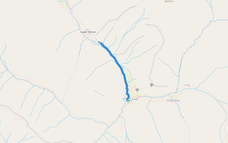 Dho to Takshi walking route map in Dho