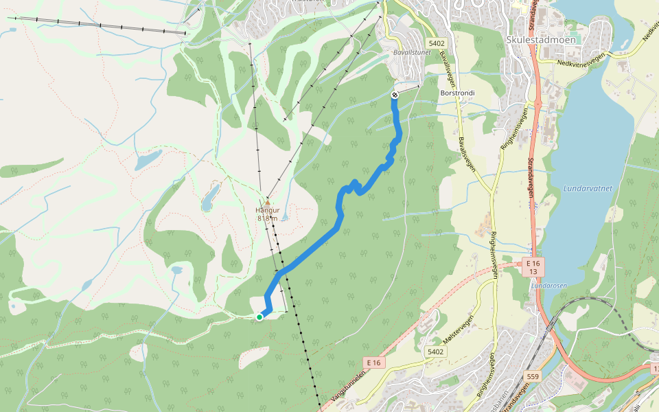 Ekstrem stien walking route map in Vossevangen