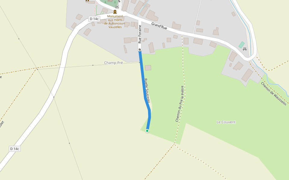 Ruelle Soutreau walking route map in Auboncourt-Vauzelles